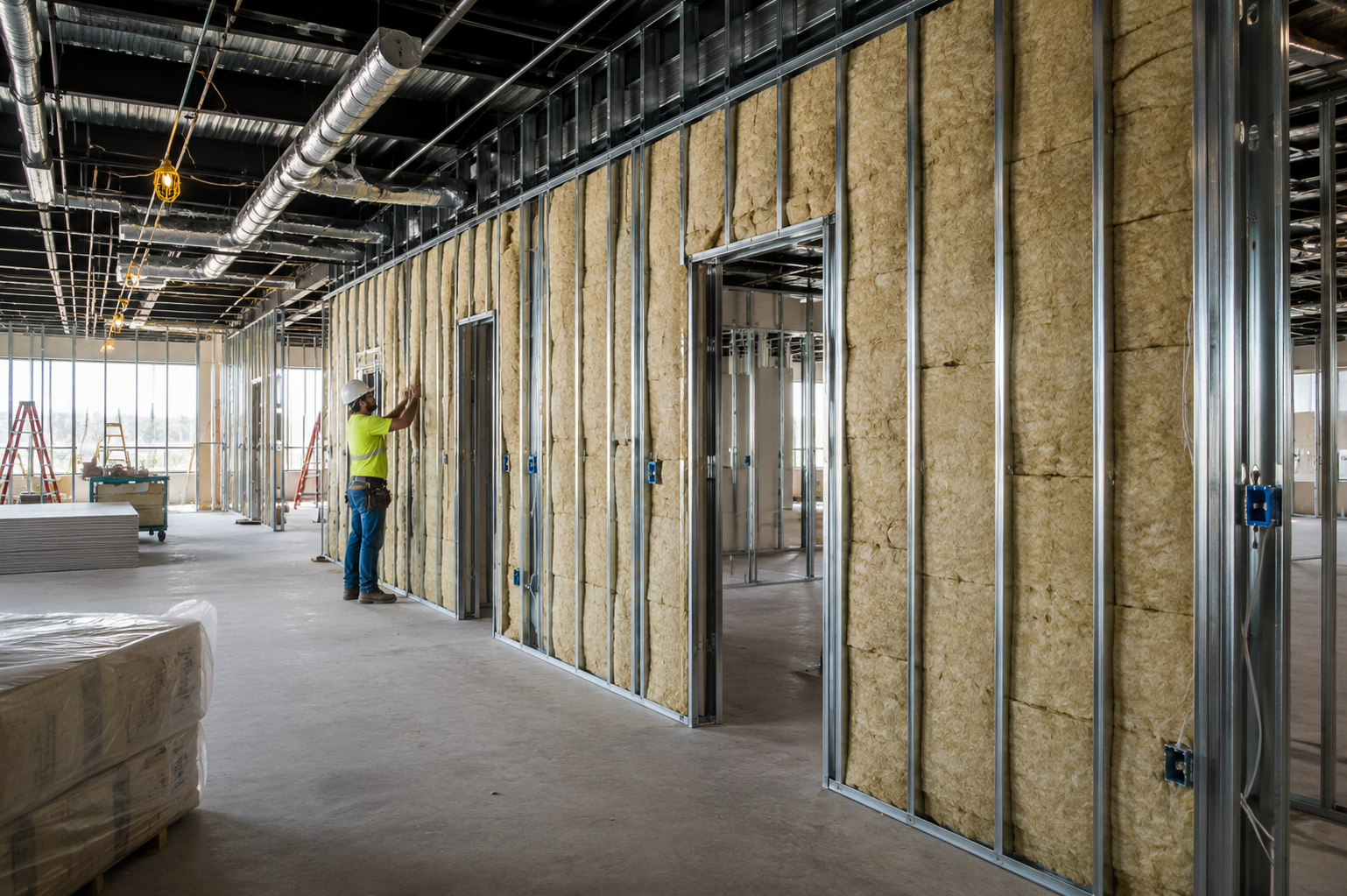 High-performance insulation installed in wall cavity