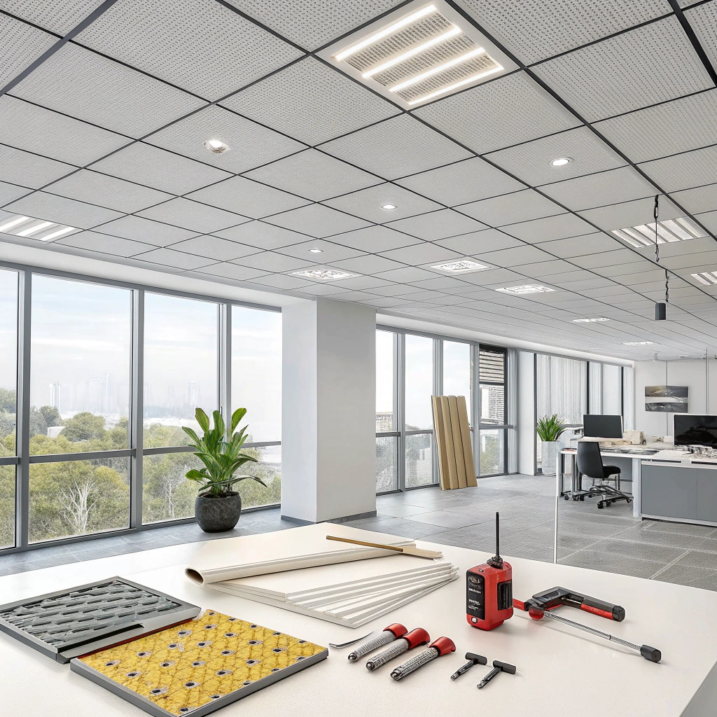 Acoustic ceiling tile installation
