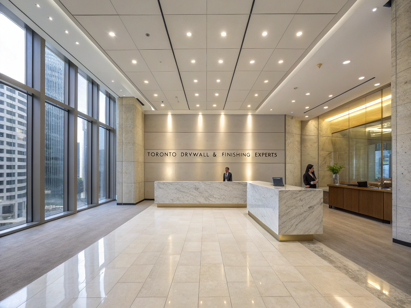 High-end condo lobby with Level 5 drywall finish