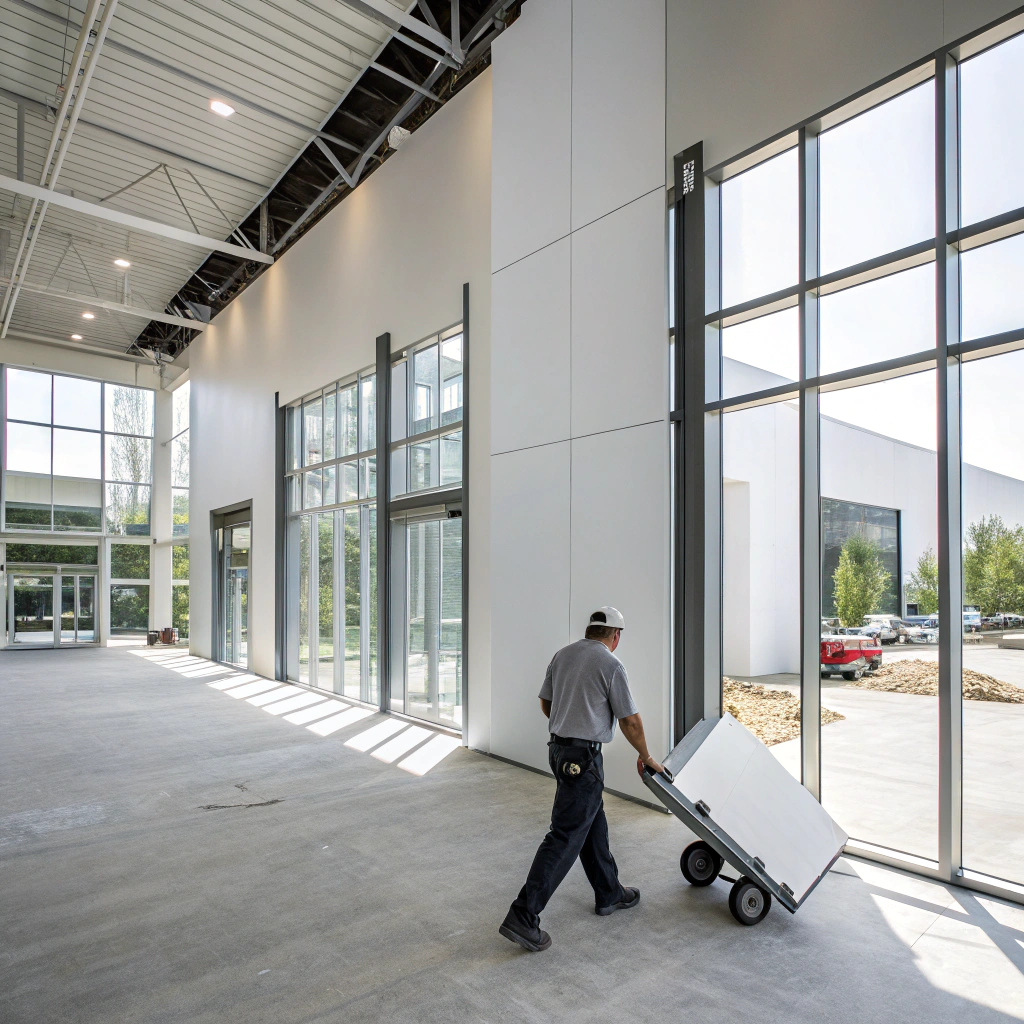Drywall installation in office space