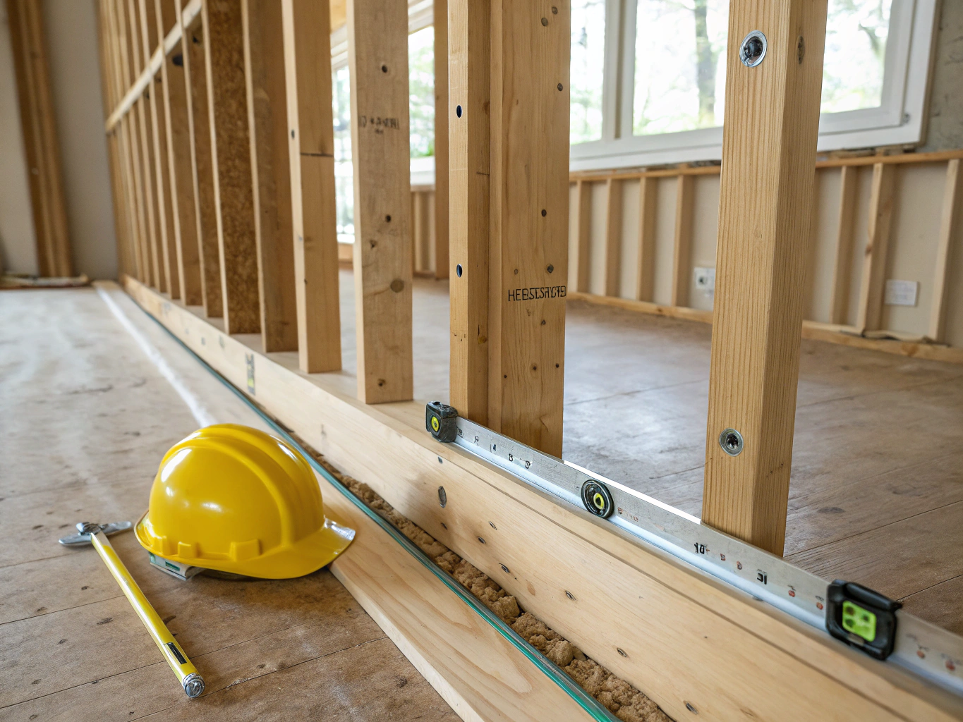 Professional metal stud framing for a commercial interior