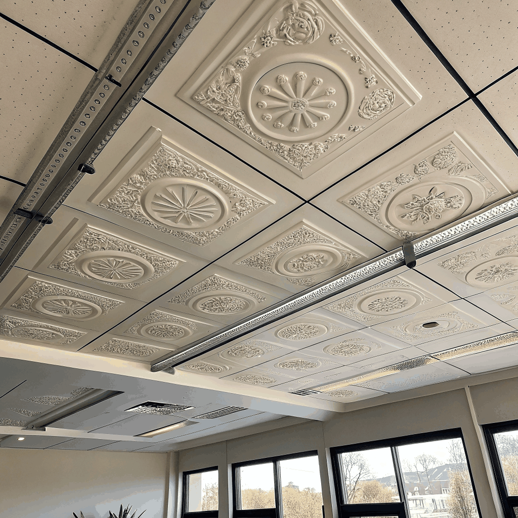 Suspended T-bar ceiling grid