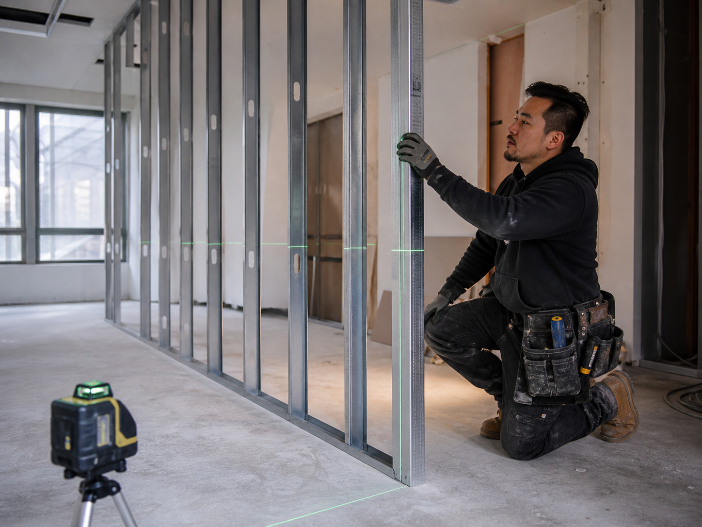 Precision metal and wood framing installation on a GTA construction site
