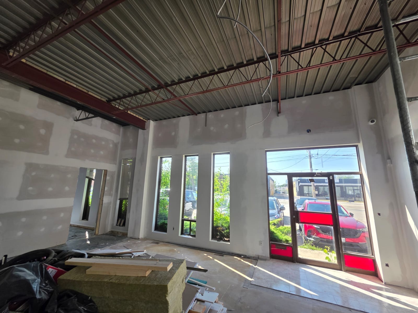 Drywall installation in office space